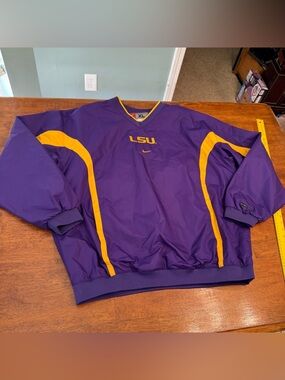 Vtg 90s Nike Team LSU Tigers Center Swoosh Pullover Windbreaker Jacket Mens XL